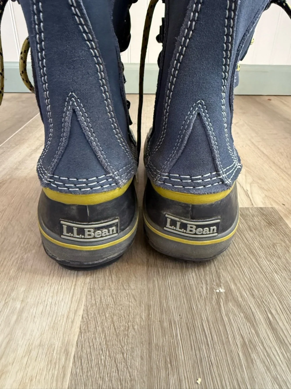 L.L. Bean Navy and Yellow Kids' Insulated Rain & Snow Boots